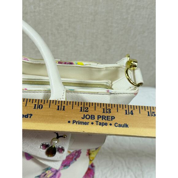 Betsey Johnson Women’s White Floral Print Shoulder Satchel Purse Handbag Spring - Picture 6 of 13